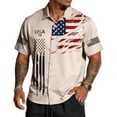 thumbnail image 2 of Men's US 250th Anniversary Polo Shirt with Distressed Flag Print and Button Front Featuring Mesh Fabric for Independence Day Celebration Patriotic Events or Summer Parties Beige L, 2 of 4