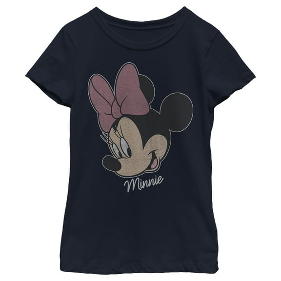 Girl's Mickey & Friends Signed by Minnie Graphic Tee Navy Blue Small