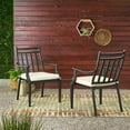 thumbnail image 3 of GDF Studio Brandywine Outdoor Iron Dining Chairs with Cushion, Set of 2, Matte Black and Beige, 3 of 9