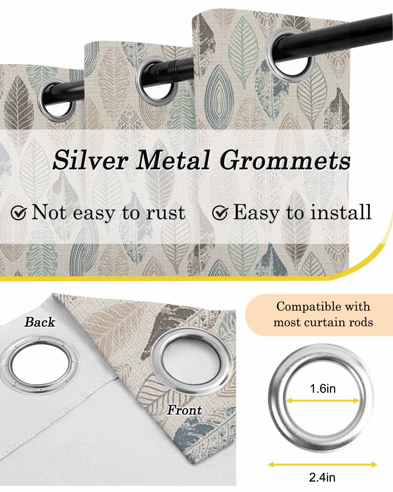 Blackout Curtains 39 Inches Long for Bedroom, Thermal Insulated Room Darkening Black Out Window Curtain Panels Grommet Drapes for Living Room