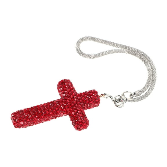 ELAYARD Red Rhinestone Cross Pendant Durable Car Charm Unique Design for