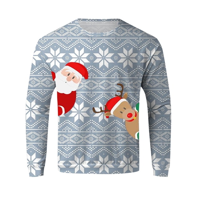 EHQJNJ Chandails en Molleton à Col Rond pour Hommes avec Poche Mode Automne et Hiver Décontracté Imprimé de Noël Sweat à Capuche à Manches Longues Chandails en Molleton Graphiques pour Hommes