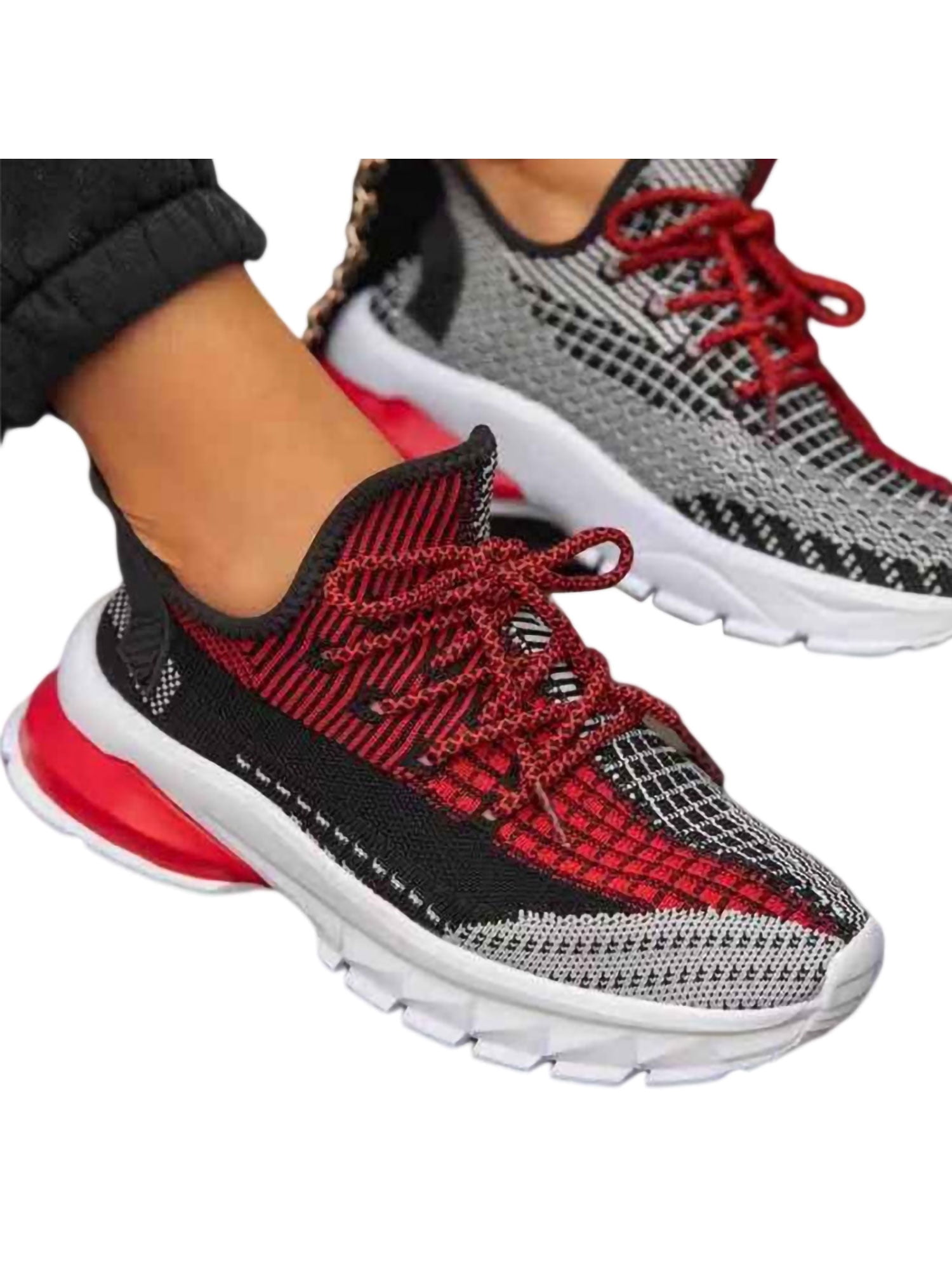New Womens Slip On Trainers Flat Gym Lace Up Comfy Lightweight Ladies Shoes 