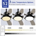 XAUJIX Ceiling Fan with Light and Remote Control, Modern Flush Mount Ceiling Fan 52 '' 6-Speed Reversible DC Motor 5 Wood Fan Blades Yellow and Black
