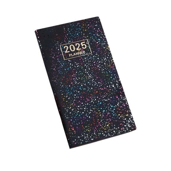 2025 A6 Schedule Book, Laser Colorful Star Notebook with Leather Cover, Weekly Calendar Planner for Youth, Thin Portable Schedule Organizer for Efficient Time Management and Academic Goals