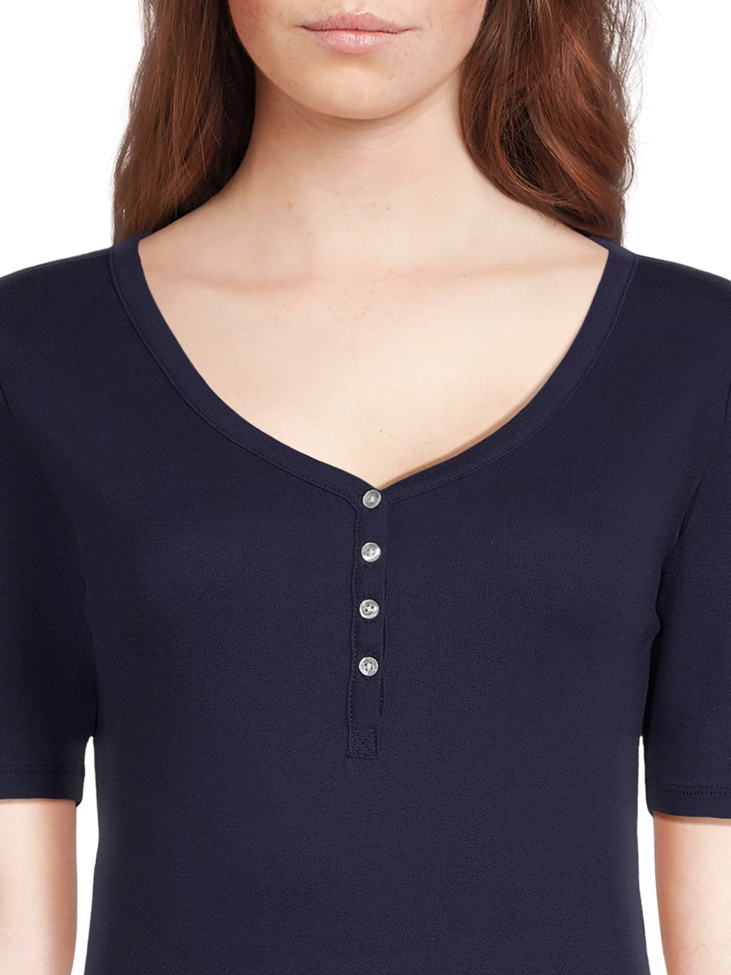 RealSize Women's Ribbed Henley Shirt, Sizes XS-3XL