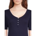 thumbnail image 4 of RealSize Women's Ribbed Henley Shirt, Sizes XS-3XL, 4 of 5