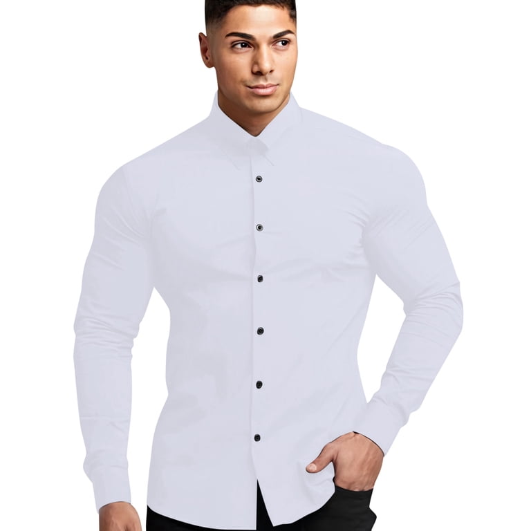 Zylarhe Men T Shirts Mens Dress Shirts Slim Fit Long Sleeve Solid Button Down Shirt Stretch Wicking Dress Ties for Men Set - Walmart.com Zylarhe Men T Shirts Mens Dress Shirts Slim Fit Long Sleeve Solid Button Down Shirt Stretch Wicking Dress Ties for Men Set - Walmart.com