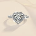 thumbnail image 5 of 925 Sterling Silver 18k Gold Plating Simulated Heart-shaped Genuine Moissanite Diamond Double Halo Engagement Ring with Side Stones Promise Bridal Ring, 5 of 10