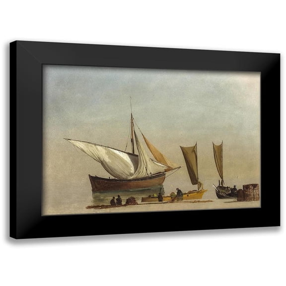 Bierstadt, Albert 14x11 Black Modern Framed Museum Art Print Titled - Fishing Boats