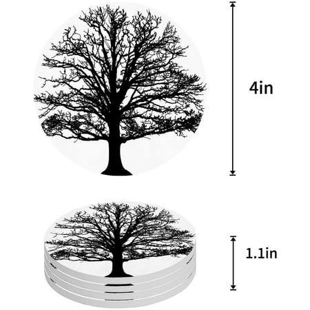 

ZHANZZK Tree Set of 6 Round Coaster for Drinks Absorbent Ceramic Stone Coasters Cup Mat with Cork Base for Home Kitchen Room Coffee Table Bar Decor
