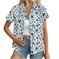 thumbnail image 2 of Lightening Sales! BiZtdJrK Hawaiian Shirts for Women Summer Beach Tropical Shirts Loose Fit Plus Size Button Down Short Sleeve Blouses Going Out Tops Multicolor S, 2 of 8