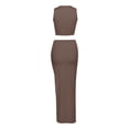 thumbnail image 5 of XIAOCHA Women's Two-Piece Skirt Set Sleeveless Crew-Neck High-Slit Summer Club Midi Suit, 5 of 5
