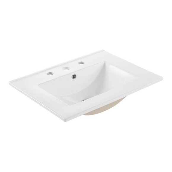 Pemberly Row 24" Contemporary Ceramic Bathroom Sink in White