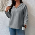 thumbnail image 5 of Lenpel Hoodies for Women Fashion Long Sleeve Half Zip Curved Hem Drawstring Textured Sweatshirts Casual Pullover Tops(Gray,Medium), 5 of 7
