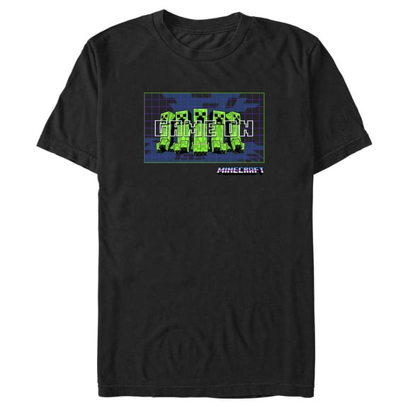 Men's Minecraft Creepers Game On Graphic Tee Black Small