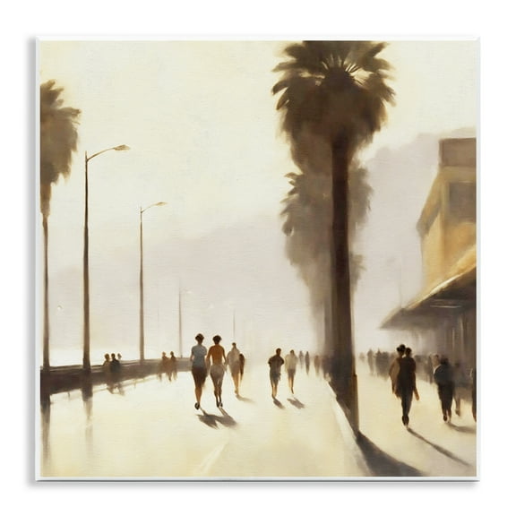 Stupell Industries Sunset Runners Tropical Landscape & Nature Painting Unframed Art Print Wall Art, 12 x 12