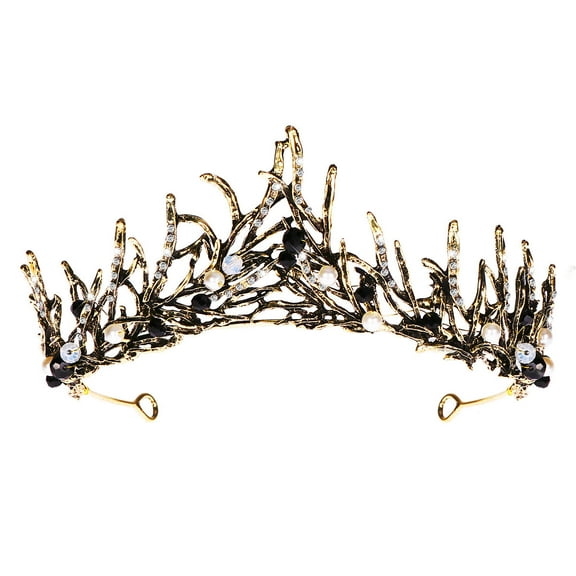 FRCOLOR Black Tiara for Women Dark Tiara Jewelled Prom Hairband Miss 17.00X16.00X7.00CM
