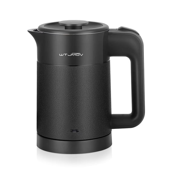 WTJMOV 0.6L Small Electric Tea Kettle Lightweight, 20 Ounce Double Wall Hot Water Boiler Stainless Steel Auto Shut-off, 120V Portable Travel Electric