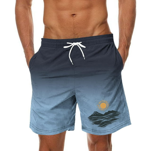 Pantalones de Playa con Cordón Impreso con Cintura Elástica para Hombre, con Bolsillos para Uso Casual Y Al Aire Libre