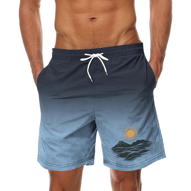 Pantalones de Playa con Cordón Impreso con Cintura Elástica para Hombre, con Bolsillos para Uso Casual Y Al Aire Libre