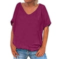 thumbnail image 1 of Timegard Womens Tops V Neck Short Sleeve Loose Blouse Summer Solid Color Casual Comfy Tops Basic Tee, 1 of 5