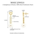 thumbnail image 6 of Rosec Jewels 6.25 CT Diamond Earrings with Freshwater Pearl Drop, Diamond and Pearl Dangle Earrings, Pearl Drop Dangle Earrings with Gold Heart, 14K Yellow Gold, 6 of 7
