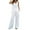 White, variant on Lisingtool Two Piece Sets for Women Women 2 Outfits Boho Casual Solid Color Vest Sleeveless Top Loose Wide Leg Pants Trousers Two Set Suit