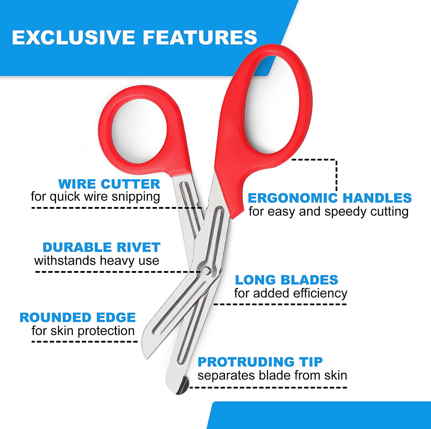 Primacare MS-4998 Pack of 50 Red 5.5" Trauma Shears