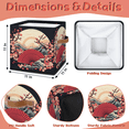 thumbnail image 2 of CURLYOOT Japanese Flower 11 x 11 Inch Cube Storage Bin, Decorative Storage Cube Foldable Basket with Leather Handle, Fabric Bin for Closet Shelves Home Organizer, 2 of 5