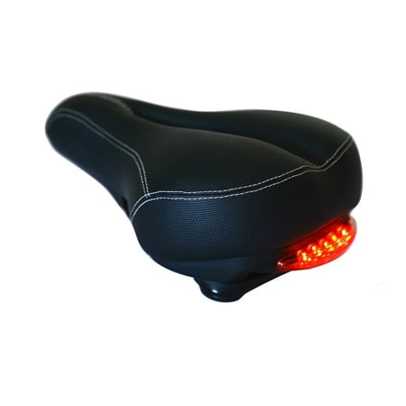 - Bike Seat Memory Foam Padded Leather Wide Bicycle Saddle Cushion Taillight, Waterproof, Dual Spring Designed fit Most Bikes