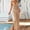 Khaki, variant on Swimsuit Cover Up for Women Plus Size Short Sleeve V Neck Drawstring Waist-Cinching Crochet Beach Coverups Beach Vacation Swimwear Cover-up Dress White S