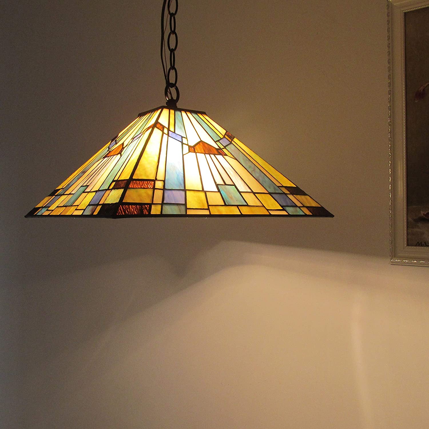 RADIANCE Goods Tiffany-Style 2 Light Mission Hanging Pendant Fixture 16" Shade