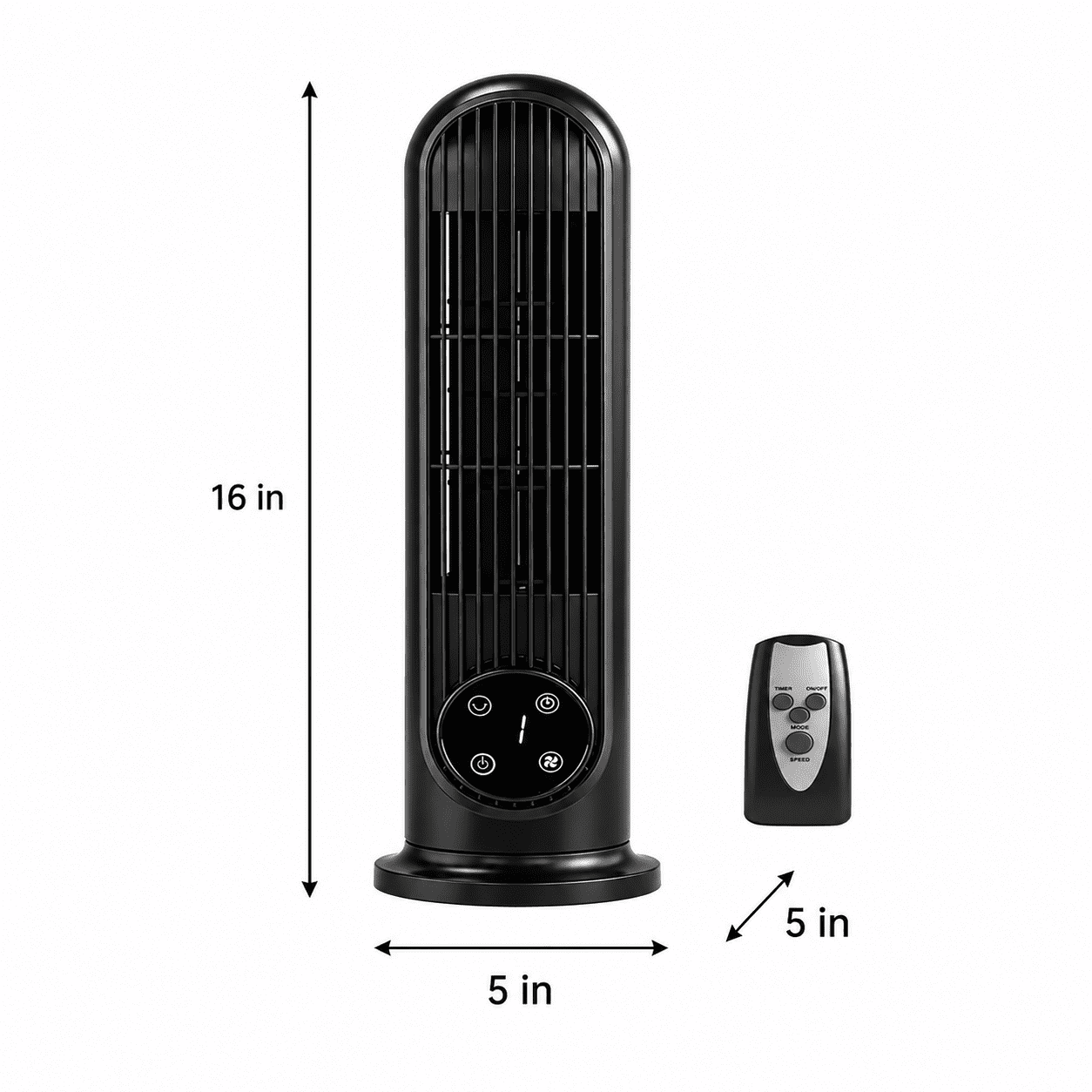 Alvantor 16-Inch Mini Tower Fan with Remote, 3 Speeds, Oscillation, 9-Hour Timer, Floor or Wall Mount, Black