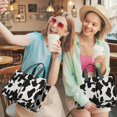 thumbnail image 5 of Canvas Tote Bag for Women with Compartments, Medium Black Cow Chechered Teacher Student Shoulder Bag Nurse Purses Crossbody Bags Work Laptop Book Bag Satchels Handbags, 5 of 6