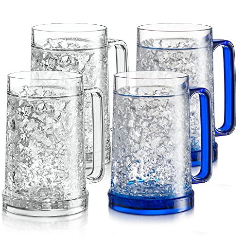 Beer Freezer Mug Double Wall 16oz. Capacity (Set of 4) 2 Blue 2