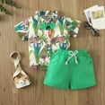 thumbnail image 3 of Bullpiano 0-4T Toddler Baby Boys Summer Print Shirt Outfits Clothes Short Sleeve Button Down Tops + Shorts Set (Green), 3 of 8