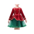 thumbnail image 1 of Girls Dress Red Green Christmas Nutcracker Uniform Korean Velvet 7 Years, 1 of 6