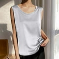 thumbnail image 2 of BLVB Women Silk Satin Tank Tops Dressy Crewneck Camisole Blouse Casual Sleeveless Cami Summer Tanks Shirt, 2 of 3