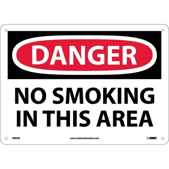 "Danger - No Smoking in This Area", 10" Long x 14" Wide, Aluminum Safety Sign