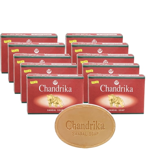 Chandrika Sandal Soap, Pack of 10: Vegan Friendly, Organic Bar Soap for Men and Women