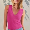 thumbnail image 2 of Delayuji Women 2025 Casual Soft Loose Spring Summer V Neck Sleeveless Tee Shirts Basic Trendy Outfits Clothes Pink S Cotton Spring Tops for Women, 2 of 9