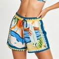 thumbnail image 2 of Women's Casual Shorts,Tropical Fruit Print , Elastic Summer Daily Beach Shorts, High Waist Loose Vacation Beach Shorts, 2 of 5
