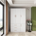 thumbnail image 7 of Idealcabin Freestanding Wardrobe Armoire With Drawers, Bedroom Wardrobe Closet for Hanging Clothes, Wood Cabinet with Shelves, 7 of 7