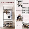thumbnail image 7 of Luku Coat Rack Shoe Bench with 3-Tier Storage Shelf and 8 Hooks, 3-in-1 Hall Tree Shoe Rack for Entryway, Brown, 7 of 7