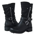 thumbnail image 6 of Bmisegm Women's Mid-calf Boots Combat Ankle Combat Boots with Studded Low Block Shoes Boots for Women Black 9, 6 of 7
