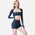thumbnail image 3 of Women's High Waist Ruched Seamless Shorts with Stretch Fabric - Small, Navy, 3 of 6