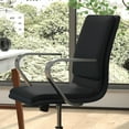 thumbnail image 4 of Emma + Oliver Modern Black Faux Leather Upholstered Mid-Back Home Office Chair with Arms and 5 Star Brushed Chrome Base, 4 of 12