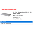 thumbnail image 2 of Air Filter - Compatible with 2004 - 2010 Toyota Sienna 2005 2006 2007 2008 2009, 2 of 2