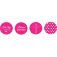 thumbnail image 2 of Darling Souvenir Candy&nbsp;Chocolate Labels 190 Pcs Sacrament Baptism Theme&nbsp;Stickers-Fuchsia Pink, 2 of 2